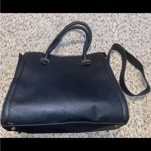 H&M large Black Faux Leather Shoulder Tote Bag